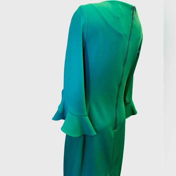 Authentic Karl Lagerfeld Paris Green Lynn Fitted Shift Dress, Emerald Green - Picture 12 of 13